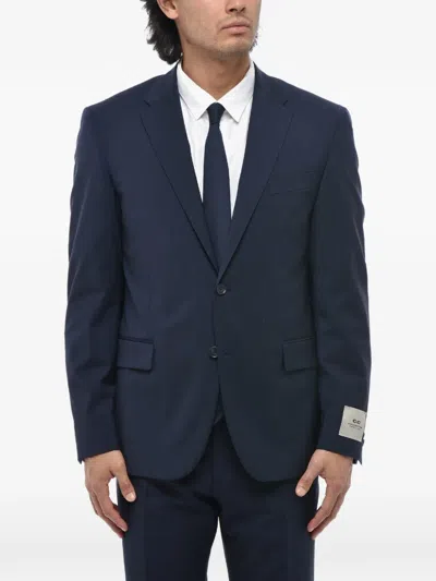 Corneliani Flap-pocket Single-breasted Suit In Blue