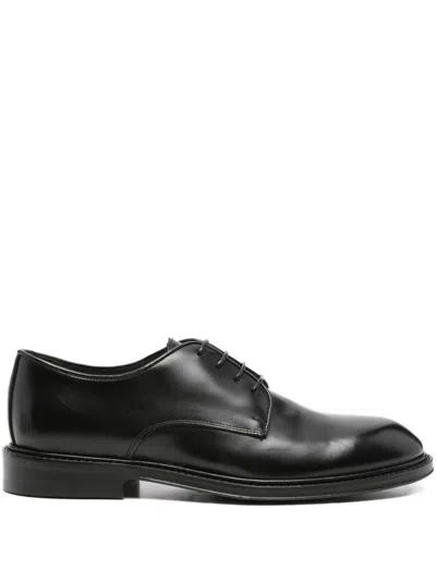 Corneliani Leather Derby Shoes In Black
