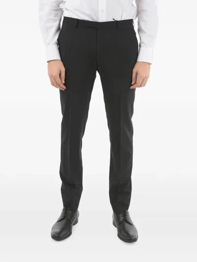 Corneliani Flat-front Jetted-pocket Trousers In Black