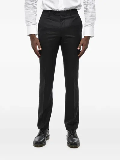 Corneliani Flat-front Virgin Wool Trousers In Transparent