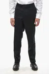 Corneliani Flat-front Wool Tailored Trousers In Black