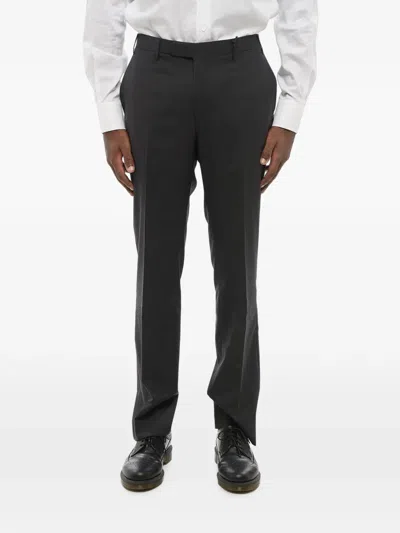 Corneliani Flat-front Wool Trousers In Grey