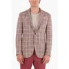 Corneliani Flax Blend Gate Blazer With Windowpane Check Pattern