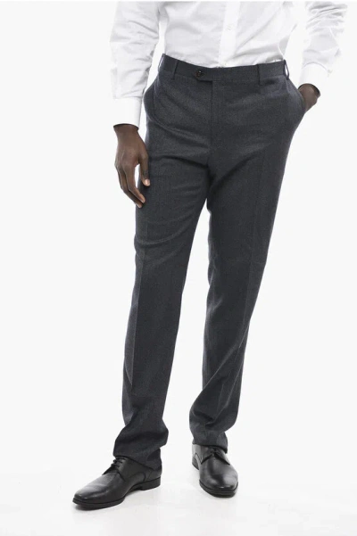 Corneliani Flush Pocketed Academy Stretch Wool Pants In Black