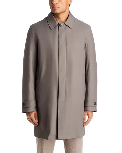 Corneliani Fly Front Raincoat With Removable Liner In Brown