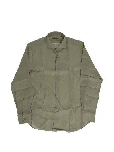 Corneliani French-collar Linen Shirt In Green