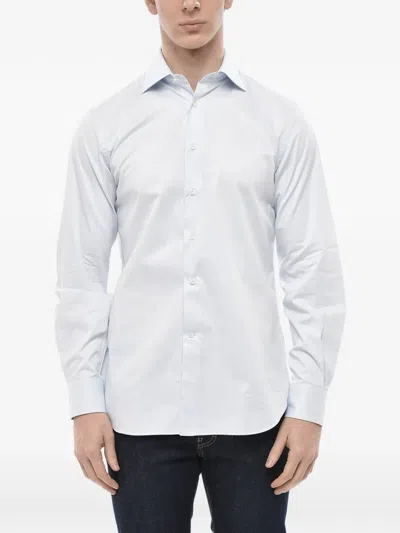 Corneliani French-collar Long-sleeve Shirt In Blue