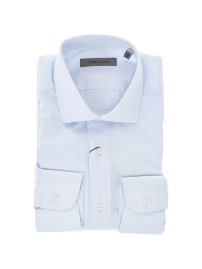 Corneliani French-collar Poplin Shirt In Blue