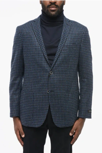 Corneliani Fulltime Chech Motif Blazer With Patch Pockets In Blue
