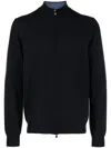 Corneliani Funnel-neck Virgin Wool Blend Cardigan In Blue