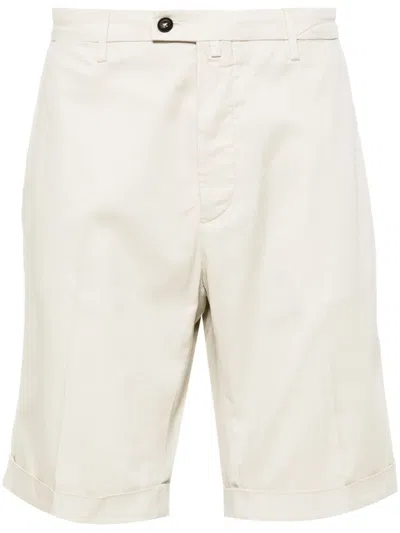 Corneliani Mid-rise Lyocell Blend Chino Shorts In Neutrals