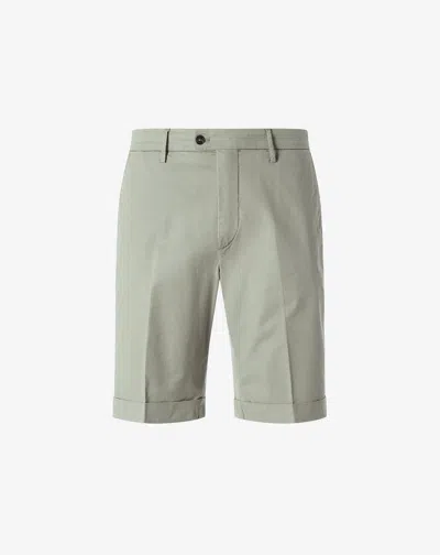 Corneliani Garment-dyed Light Green Gabardine Bermuda Shorts