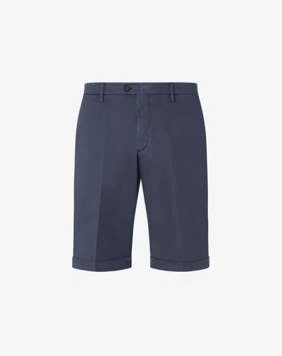 Corneliani Garment-dyed Navy Blue Stretch Cotton And Lyocell Bermuda Shorts