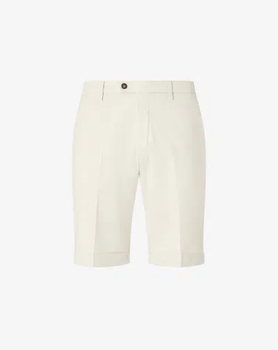 Corneliani Garment-dyed White Gabardine Bermuda Shorts