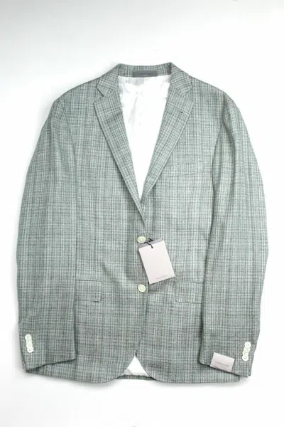 Pre-owned Corneliani Gate Plaid Modern Fit Sport Coat Green Plaid Silk Rv$1295