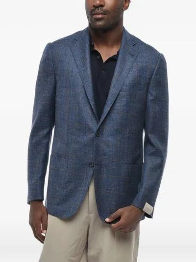 Corneliani Gate Windowpane-pattern Blazer In Blue