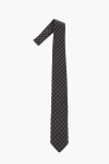 Corneliani Geometric Pattern Silk Tie In Black