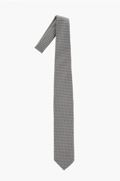 Corneliani Geometric Patterned Jacquard Silk Tie
