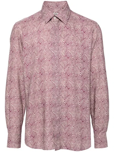 Corneliani Geometric-print Shirt In Purple