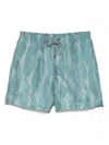 Corneliani Geometric-print Swim Shorts In Blue