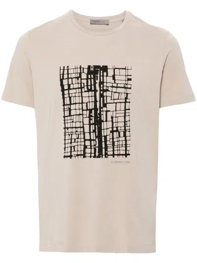 Corneliani Geometric-print T-shirt In Neutrals