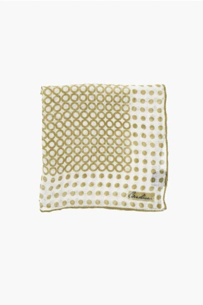 Corneliani Geometrical Patterned Linen Pocket Square In Multi