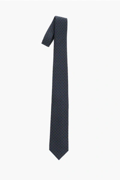 Corneliani Geometrical Patterned Two-tone Silk Tie