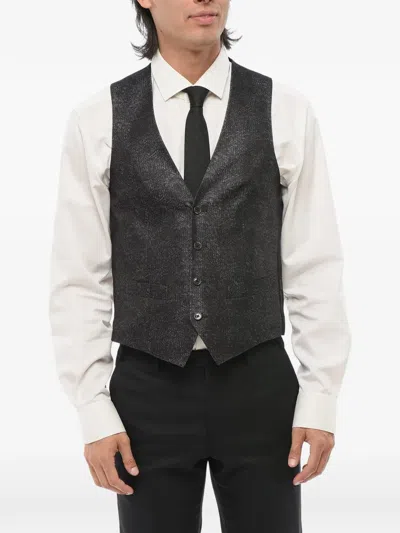 Corneliani Geometric-pattern Iridescent Waistcoat In Black