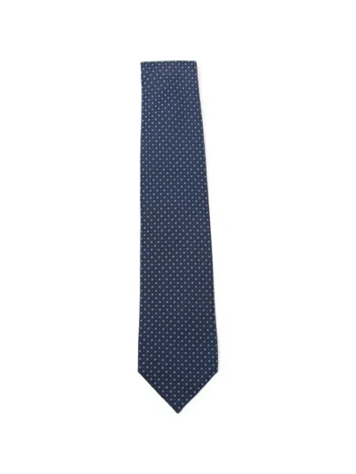 Corneliani Geometric-pattern Silk Tie In Blue