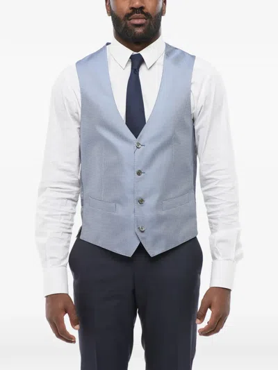 Corneliani Geometric-pattern Silk Waistcoat In Blue