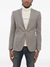 Corneliani Geometric-pattern Single-breasted Blazer In Gray