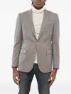 Corneliani Geometric-pattern Single-breasted Blazer In Gray