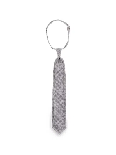 Corneliani Geometric-print Adjustable-collar Tie In Gray
