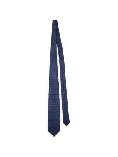 Corneliani Geometric-print Silk Tie In Blue