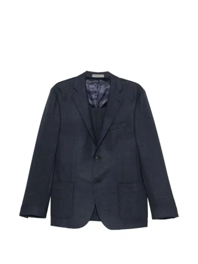 CORNELIANI Giacca monopetto in lana vergine blu CORNELIANI