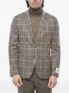 Corneliani Gingham-check Single-breasted Jacket In Gray