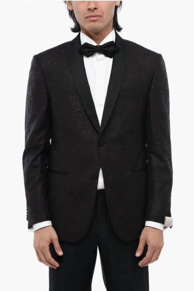 Corneliani Glitter Virgin Wool Academy Cerimo 2-button Blazer With Shaw In Black