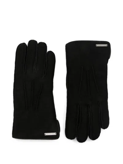 Corneliani Gloves With Logo Plaque In Black
