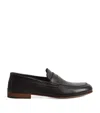 Corneliani Grained Leather Loafers In Brown