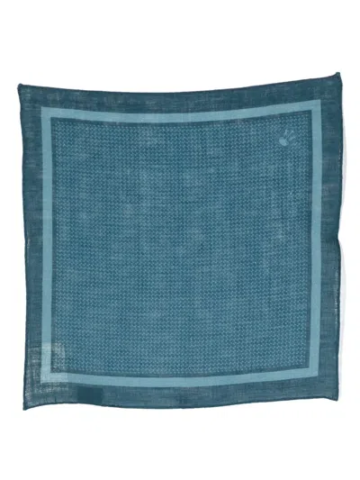 Corneliani Logo-print Linen Handkerchief In Blau