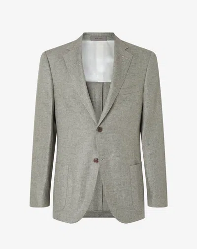 Corneliani Green Linen And Lyocell Jacket In Gray