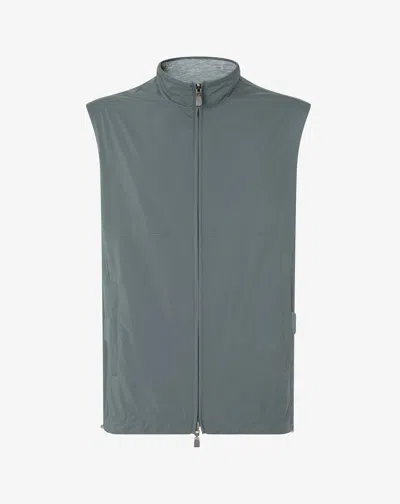 Corneliani Green Technical Poplin Gilet In Gray
