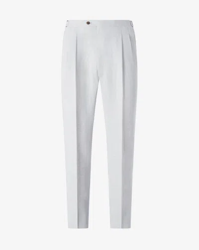 Corneliani Grey 2-dart Chambray Linen Trousers In Gray