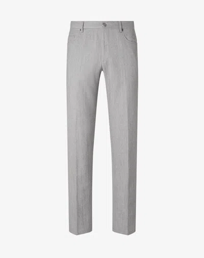 Corneliani Grey 5-pocket Wool And Stretch Cotton Denim Trousers In Gray
