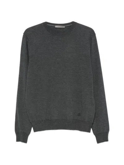 Corneliani Grey Crew-neck Fine Knit Sweater In Gray