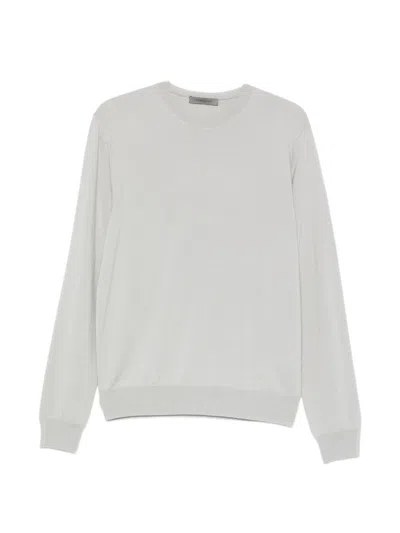 Corneliani Grey Fine-knit Crewneck Sweater In Gray