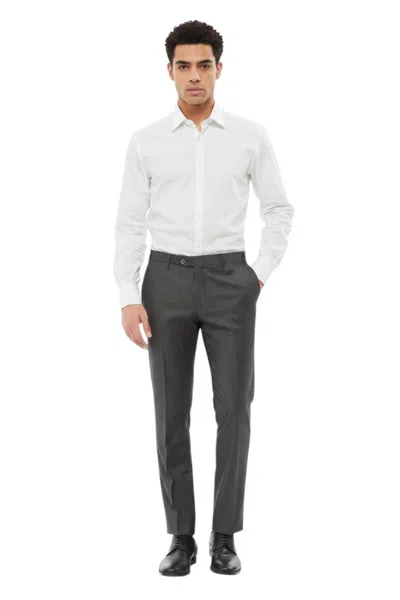 Corneliani Grey Flat Front Pants In White