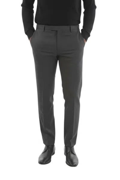 Corneliani Grey Flat Front Trousers In Green