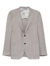 Corneliani Sophisticated Brown Suit With Pinstripe Detailing In Gray