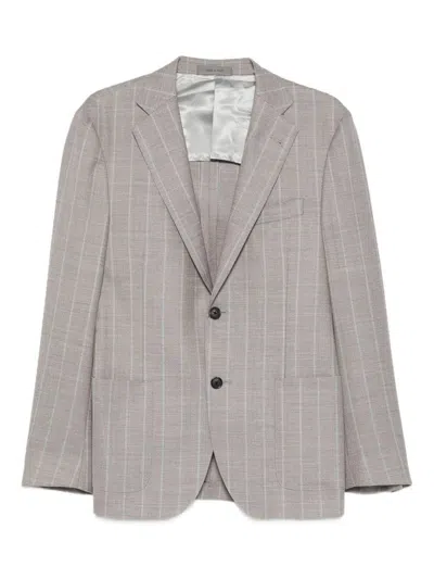 CORNELIANI GREY JACKET WITH PINSTRIPE PATTERN CORNELIANI